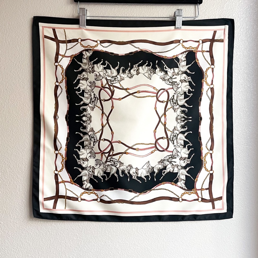 H&M - Women’s Satin Scarf (Beige & Black)